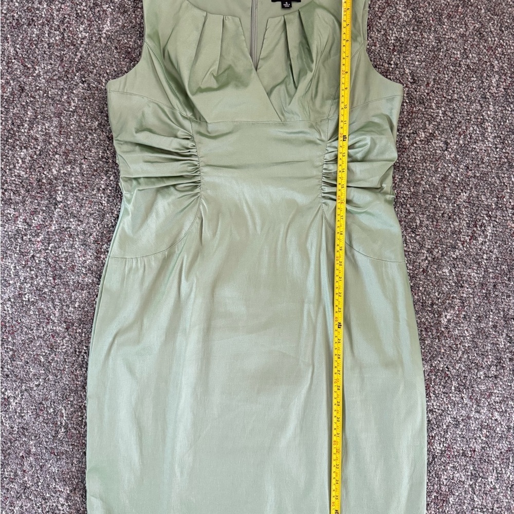 Sleeveless Sage Green Ruched Waist Sheath Dress